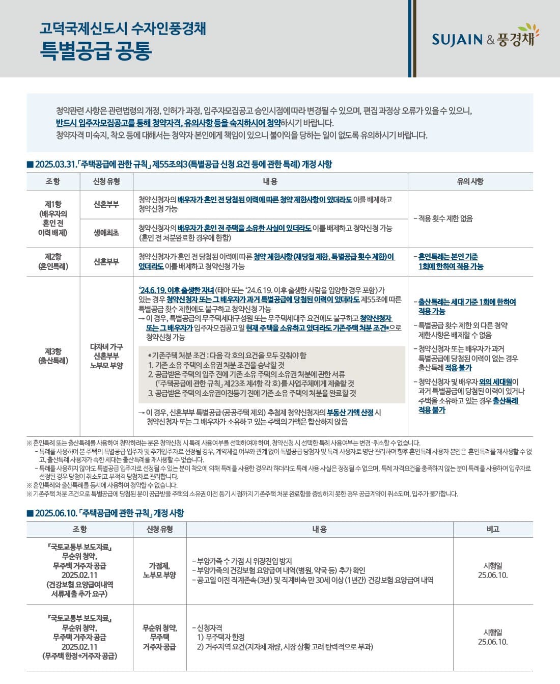 평택고덕 수자인풍경채 청약 일정 및 순위별 자격 요건 표